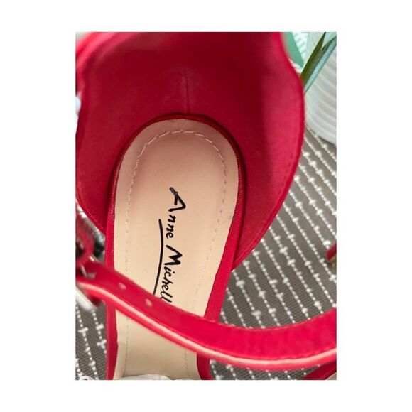 Anne Michelle Red Strappy Heels Pumps Open Toe Sz 8.5 - Picture 8 of 10